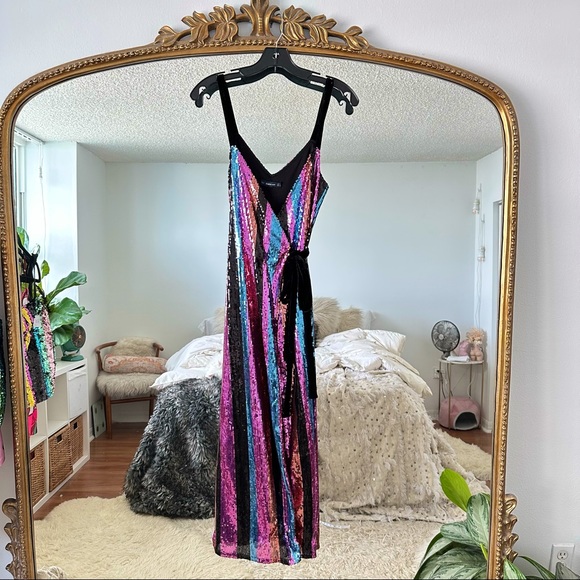 Zara Sequin Velvet MIDI Tie Dress - Small - Picture 1 of 9